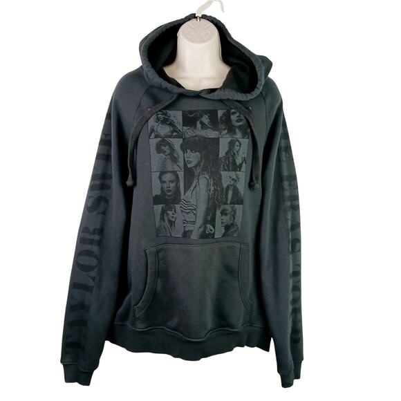 Taylor Swift Eras Tour SZ S Gray Hoodie Black Graphic Official Merch EUC - Picture 2 of 6